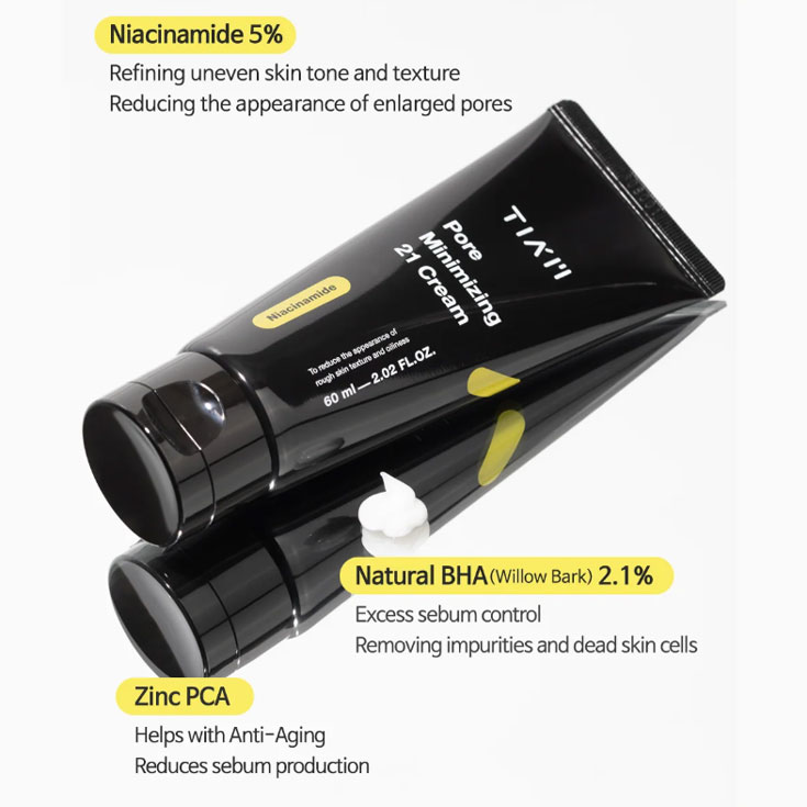 TIAM-Pore-Minimizing-21-Cream2 مواد تشکیل دهنده کرم کوچککننده منافذ تیام